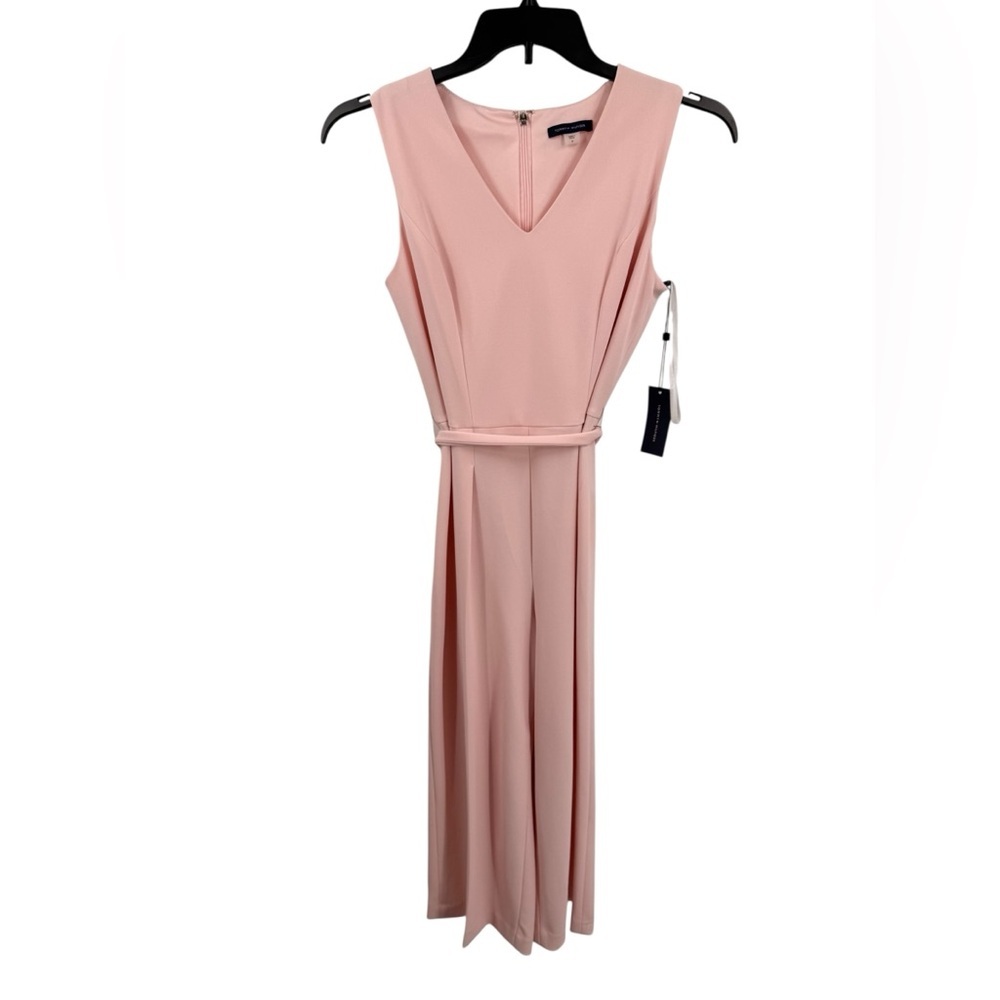 Tommy Hilfiger Jumpsuit Womens 4 Baby Pink Sleeveless Wide Leg Tie Waist NWT